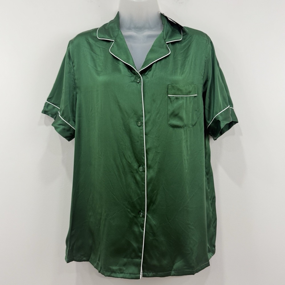 Silk Silky 100%‎ Silk Pajama Top S Green NWT Quiet Lux Comfort Breathable Lounge